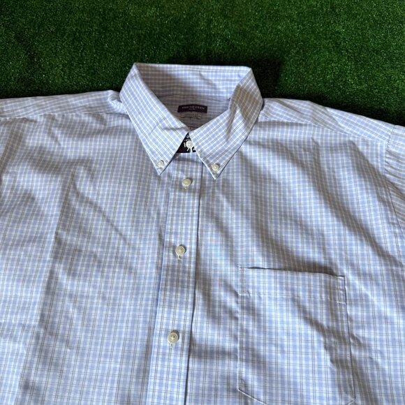 Van Heusen Flex Long Sleeve Button Down Plaid Blue Wrinkle Free Shirt Size 2XL - Picture 5 of 12